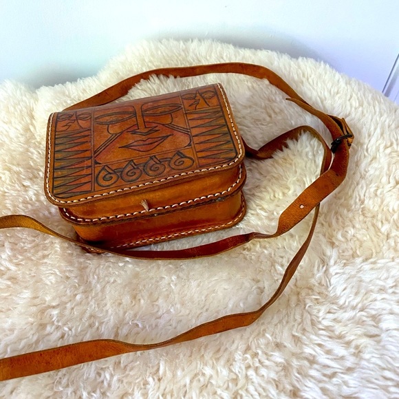 Vintage Celestial Leather Crossbody Purse - Picture 1 of 13